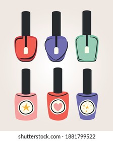 set of polish bottles icons vector illustration design