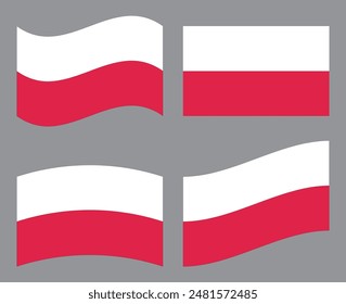 Set der polnischen Flagge Vektorillustration. Polen Flagge Kollektion auf isoliertem Hintergrund.