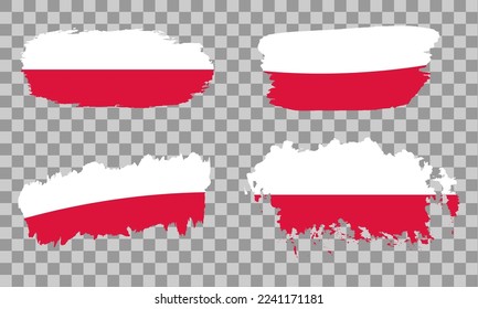 Set of Polish flags, brushes with flag colors