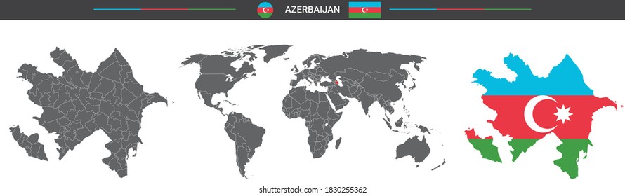 set of political maps of Azerbaijan isolated on white background svg