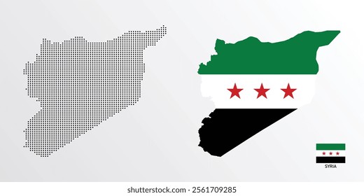 set political maps syria with regions isolated flag white background