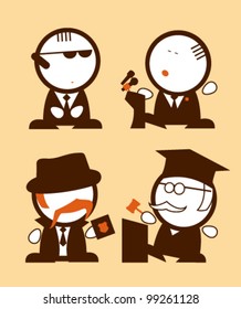 Set of politics and law profession funny peoples icons.