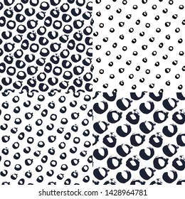 Set. Polka dot seamless patterns. Vector illustration.