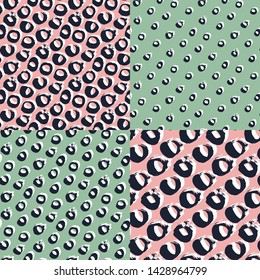 Set. Polka dot seamless patterns. Vector illustration.