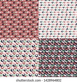 Set. Polka dot seamless patterns. Vector illustration.
