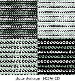 Set. Polka dot seamless patterns. Vector illustration.