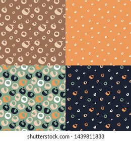 Set. Polka dot seamless patterns. Vector illustration.