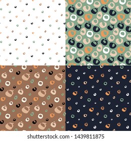 Set. Polka dot seamless patterns. Vector illustration.