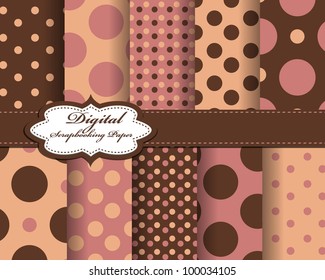 set of polka dot vector paper for scrapbook