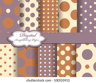 set of polka dot vector paper for scrapbook