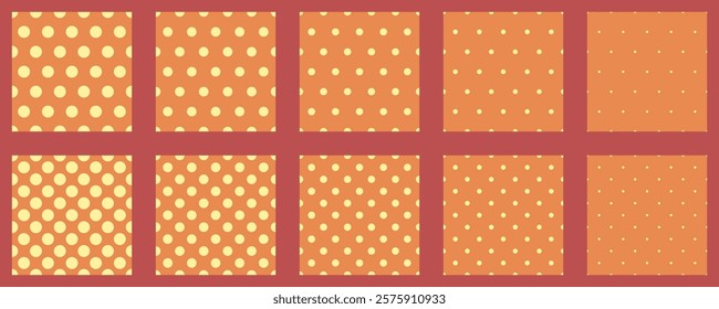 Set polka dots seamless vector pattern. Simple background for web or print. Abstract surface.