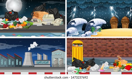 Ilustración de escenas contaminadas