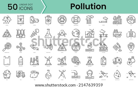 Set of pollution icons. Line art style icons bundle. vector illustration