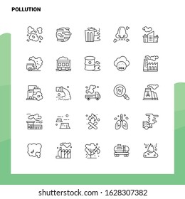 Set of Pollution Line Icon set 25 Icons. Vector Minimalism Style Design Black Icons Set. Linear pictogram pack.