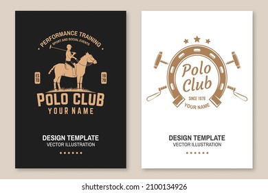 Set of Polo club sport badges, patches, emblems, logos. Vector illustration. Vintage monochrome equestrian label with rider and horse silhouettes. Concept for shirt or logo, print, stamp or tee.