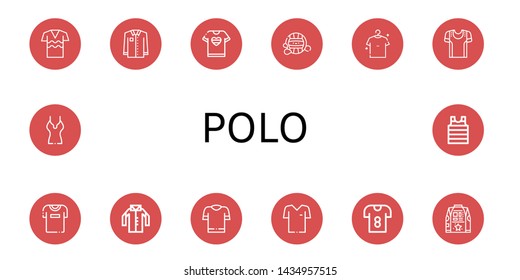 Set of polo icons such as Shirt, Tshirt, Waterpolo, Sport shirt, T shirt , polo