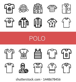 Set of polo icons such as T shirt, Tshirt, Waterpolo, Shirt, Sport shirt, Polo Water polo ,