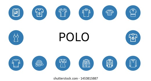 Set of polo icons such as T shirt, Sport shirt, Polo shirt, Waterpolo , polo