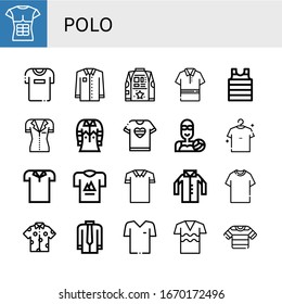 Set of polo icons. Such as T shirt, Tshirt, Shirt, Polo shirt, Water polo , icons