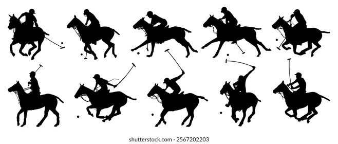 Set of polo sport silhouettes