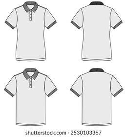 Conjunto de diseño de Plantilla de maqueta de camiseta de polo.  Maqueta de camiseta editable	
