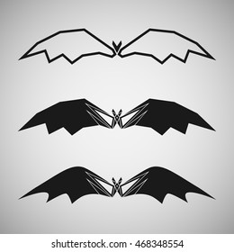 Set of polygon abstract logo bat.