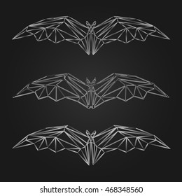 Set of polygon abstract logo bat.