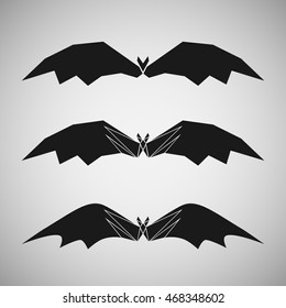 Set of polygon abstract logo bat.