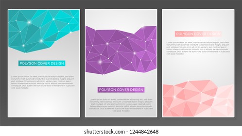 set of polygon geomteric cover background with sparkle triangle and smooth color design vector eps 10