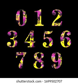 Set Polygon Number From 0 to 9, Low poly illustration of flat design.