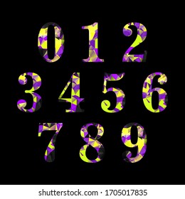 Set Polygon Number From 0 to 9, Low poly illustration of flat design.