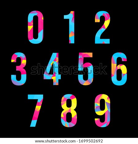 Set Polygon Number From 0 to 9, Low poly illustration of flat design.