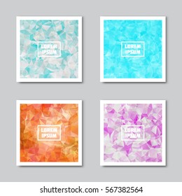 Set of polygonal abstract backgrounds. Vector triangular pattern for spring, summer, card, brochure, tag, flyer, banner design.
