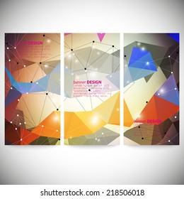 Set with polygonal abstract shapes, circles, lines and triangles.
