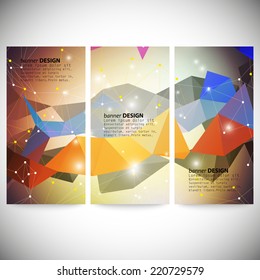 Set with polygonal abstract shapes, circles, lines and triangles.