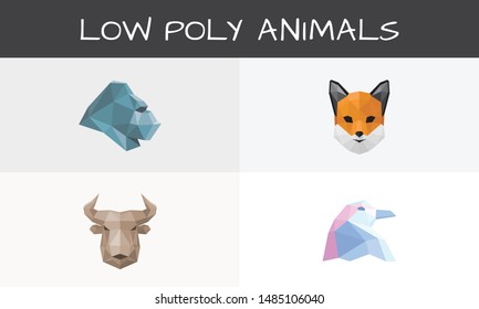 Set of polygonal animals. You can use these designs everywhere, on your website, on T-shirts, business cards, logo design, social media, label design, apparel design, on web & banners etc.