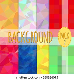 Set of polygonal backgrounds. 8 various backgrounds. Easy to resize and recolor. Vector illustration