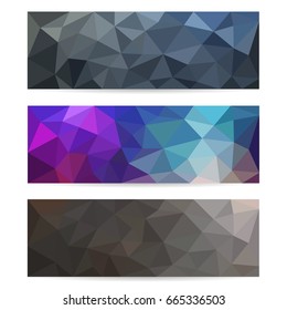 set of polygonal backgrounds for online resources in different bright colors
