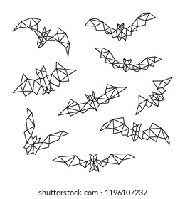 Set of polygonal Bats. Vector geometric bat illustration isolated on white background.