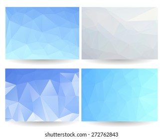 Set of polygonal blue backgrounds. Vector illustration