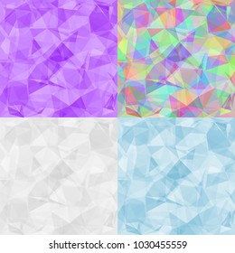 Set of polygonal colorful backgrounds. Geometric art concept. Vector abstract template for festive design.