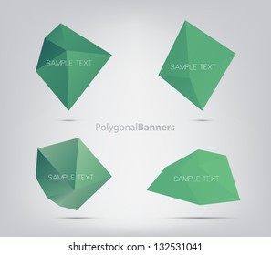 Set of polygonal design banners / abstract geometrical speech bubbles, mosaic, clean style