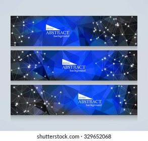 Set of polygonal geometric banners
