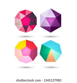 Set of Polygonal geometric figures.Logo design on white background.Vector Illustration
