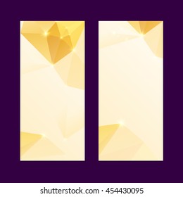 Set of polygonal golden backgrounds. Vector luxury background for certificate, gift,voucher, present, discount, invitation,wedding card.