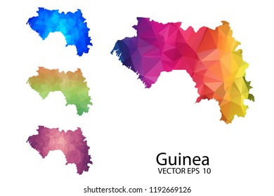Set of Polygonal Map Blank on White Background - Guinea map of isolated. Vector Illustration eps10.