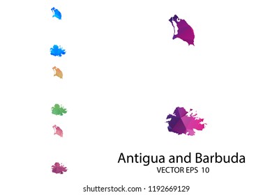 Set of Polygonal Map Blank on White Background - Antigua and Barbuda map of isolated. Vector Illustration eps10.