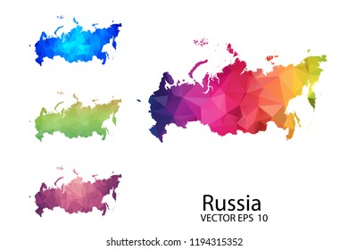 Set of Polygonal Map blank on white Background - Russia map of isolated. Vector Illustration Eps10.