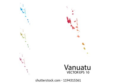 Set of Polygonal Map blank on white Background - Vanuatu map of isolated. Vector Illustration Eps10.