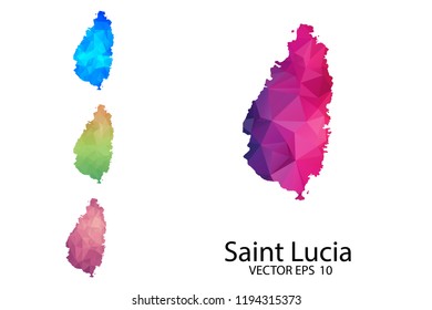 Set of Polygonal Map blank on white Background - Saint Lucia map of isolated. Vector Illustration Eps10.